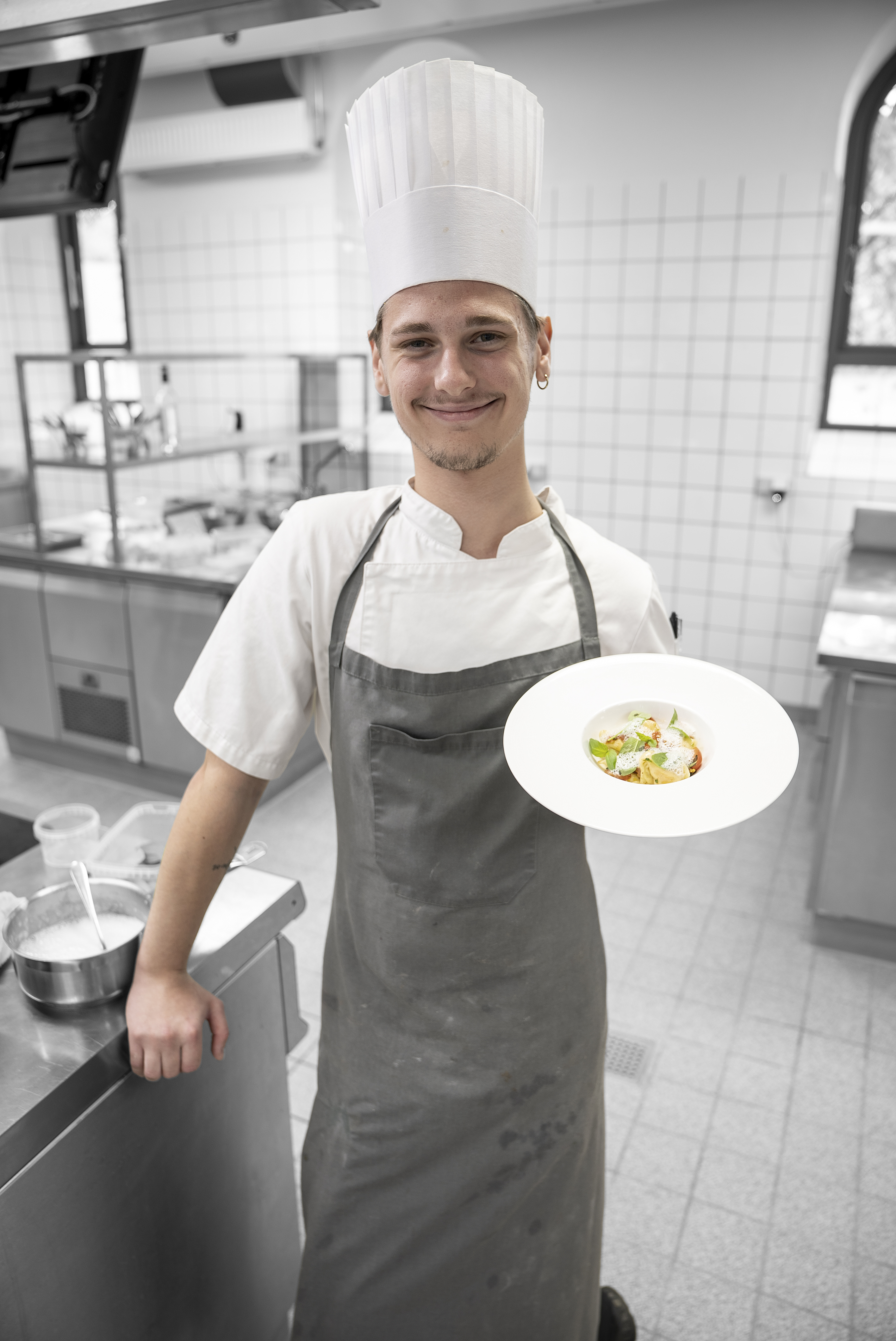 I køkkenet på uddannelsen til kok