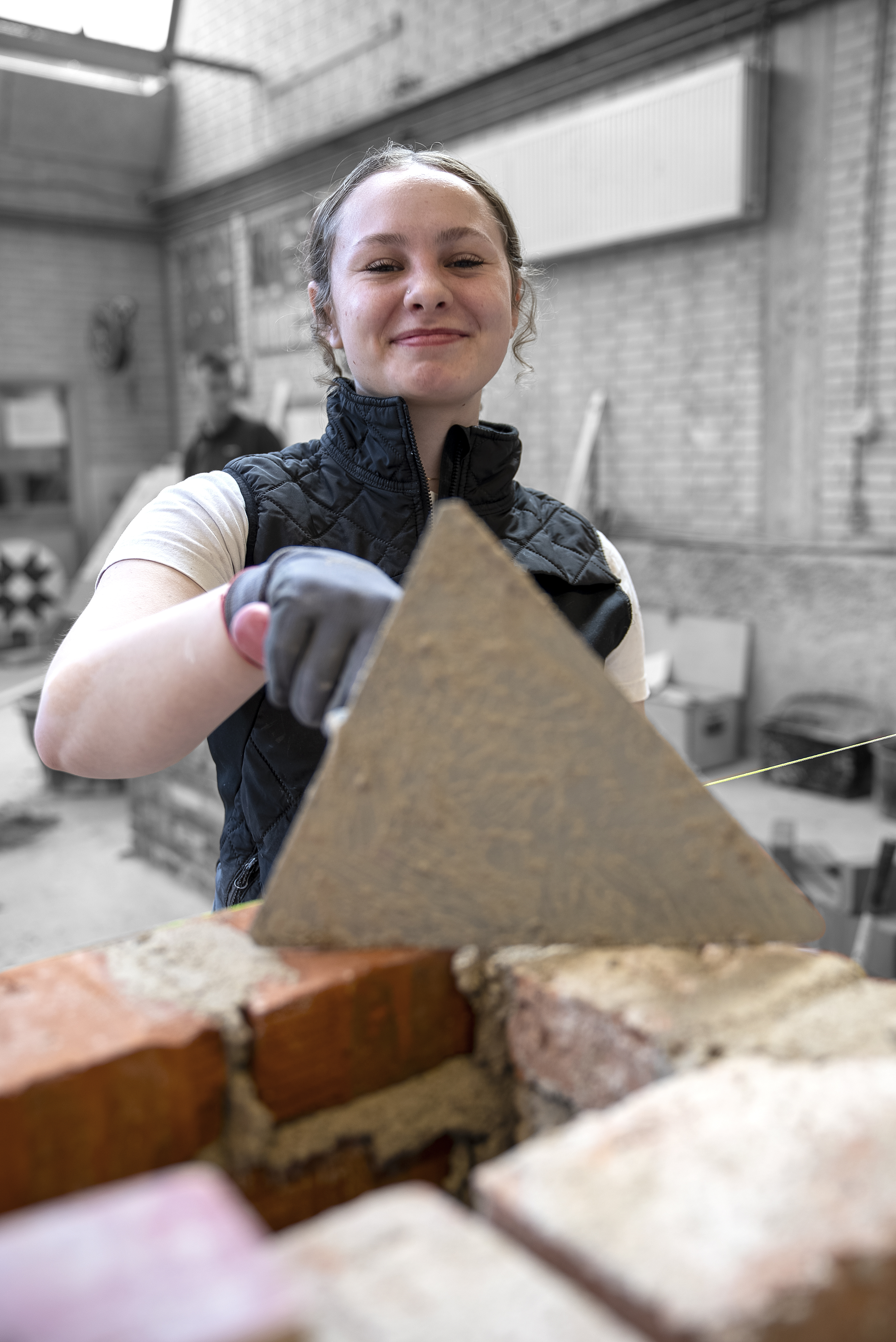 Arbejdet med mursten på uddannelsen til murer